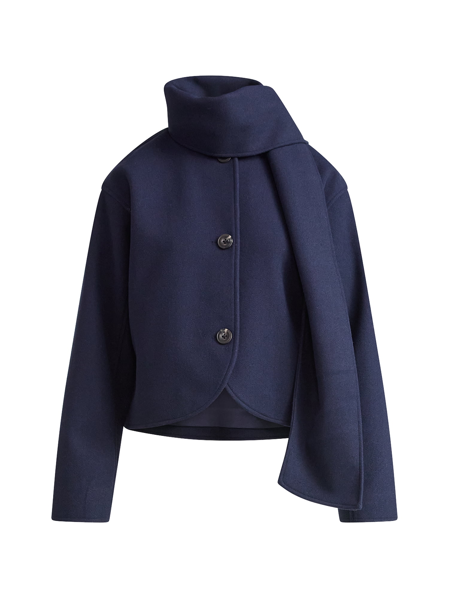 Free Assembly Women's Faux Wool Jacket with Scarf, Sizes XS-XXL