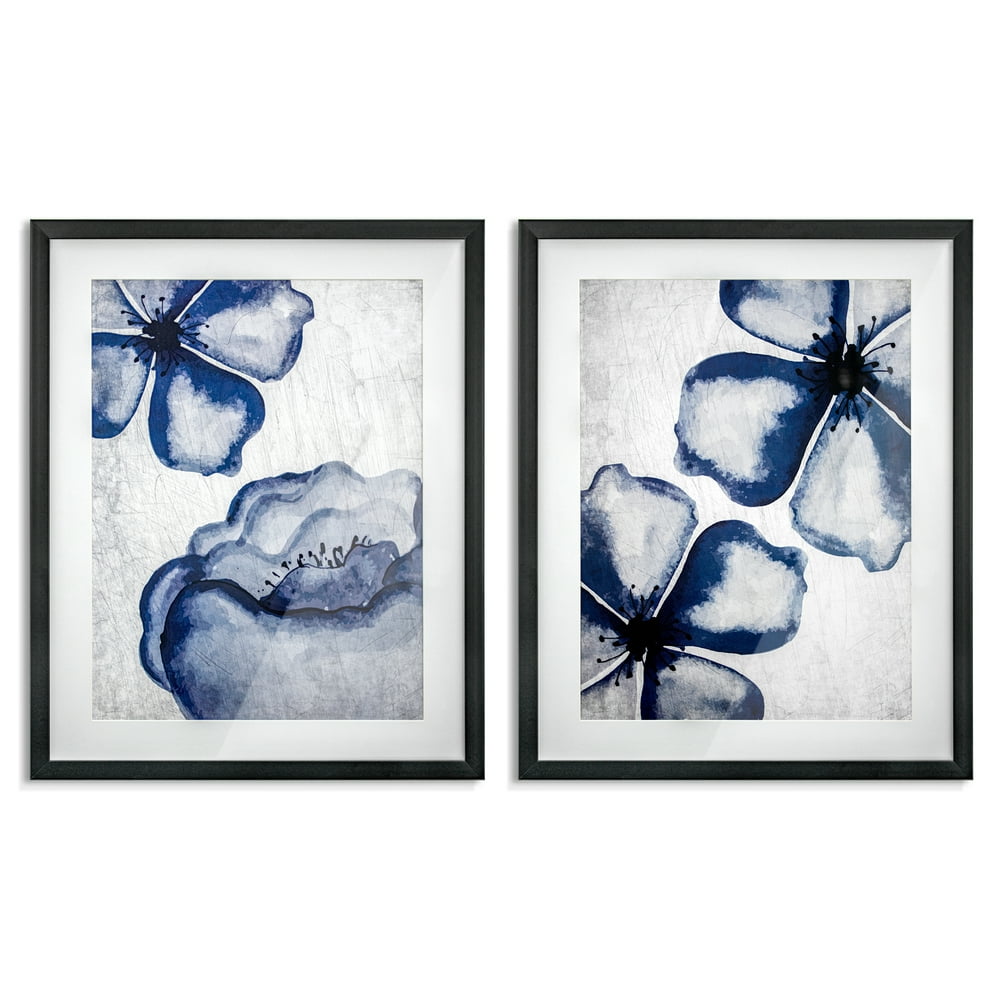 Better Homes & Gardens, ?Blue Blossoms? Framed Floral Wall Art Set of 2 ...