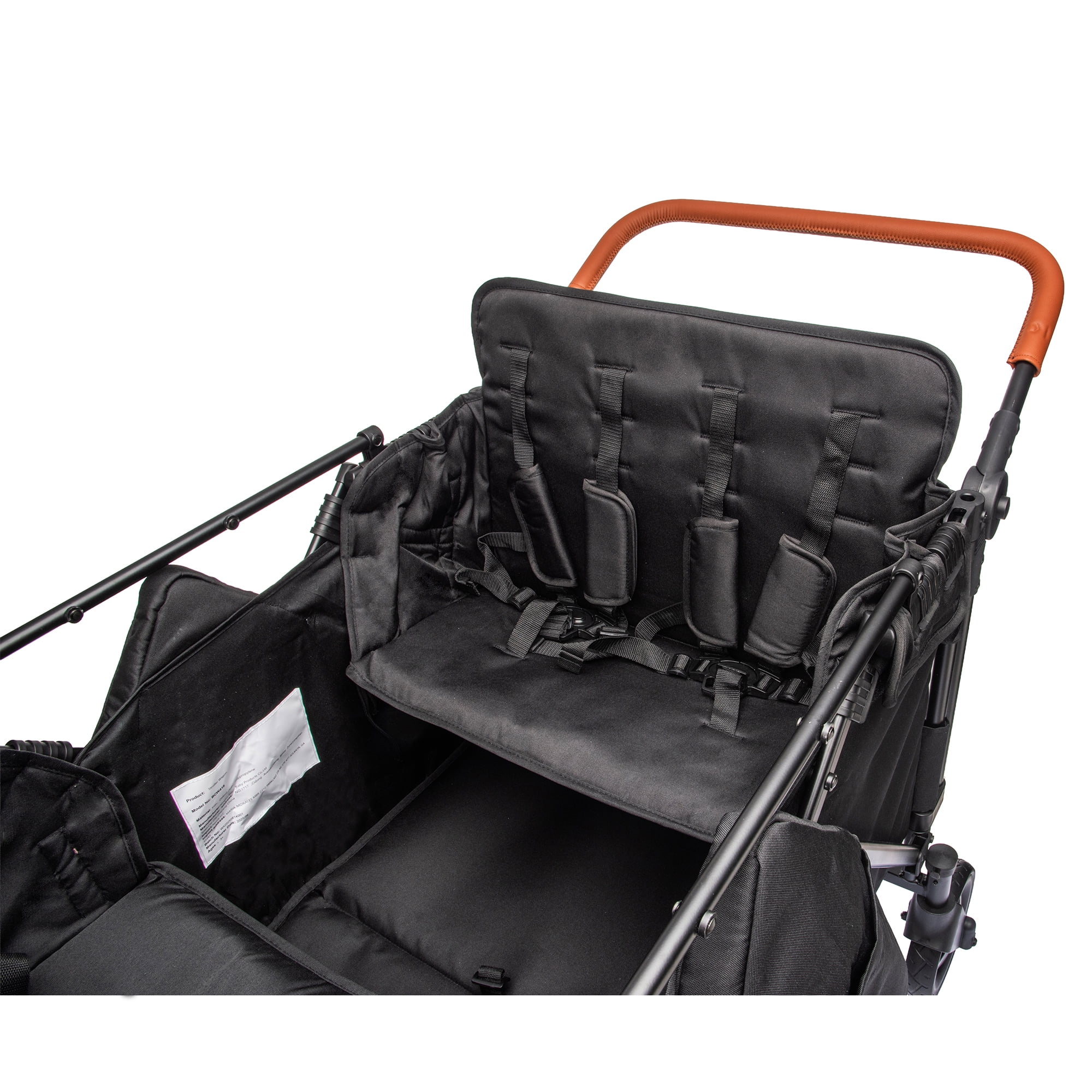 Wogan Stroller W/removble 4-Seater,Extra-Thick Support Bar & Higher 212 Load Capacity,Multi-Zone Storage,5-Point Harness,Dual Leather Handles,All-Terrain PU Wheels w/ Suspension & One-Step Brake