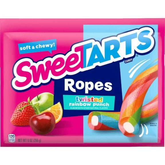 2X - SweetTARTS Twisted Rainbow Punch Soft & Chewy Ropes Candy