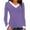 Purple, variant on Sevevn Women's Solid V-neck Collar Long Sleeved Top Pink XXL Gift for Girls