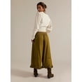 thumbnail image 6 of Women Ruffle Hem Wide Leg Jeans Mid Rise Cropped Denim Pants with Pockets Green S, 6 of 9
