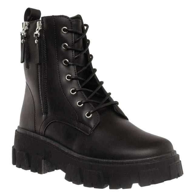 Nouvelle SNJ Bottine de Combat à Semelle Crantée pour Femmes avec Lacets et Fermeture Éclair Latérale