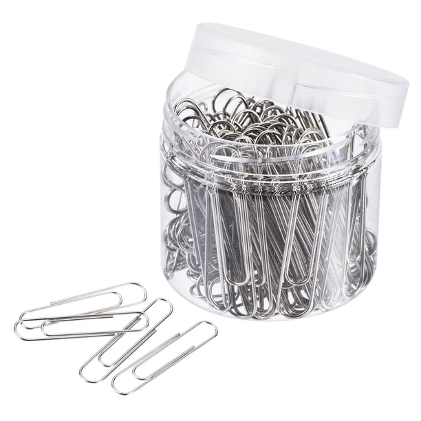 Uxcell Sujetapapeles de 2 pulgadas de metal resistente con caja para oficina y hogar tono plateado cuenta 100