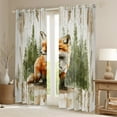 thumbnail image 2 of Manfei Cute Fox Black Out Curtains for Children, Cartoon Woodland Animal Curtains Pack of 2 (42x63 Each), Green Pine Tree Bedroom Curtains, Luxury Room Decor, 2 of 6