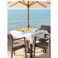 thumbnail image 3 of Outdoor Tablecloth with Umbrella Hole for Patio/Picnic/Party/Camping, Yellow Sun Rise Waterproof Table Cloth Square Cover Washable, Ocean Waves Coastal Abstract Art (54"x 54"), 3 of 8