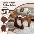 thumbnail image 4 of 43.3 Inch Coffee Table for Living Room, Mid Century Modern Center Table with Tea-Tinted Glass Top and Walnut Wood Base, Tea-Tinted/Walnut, 4 of 6