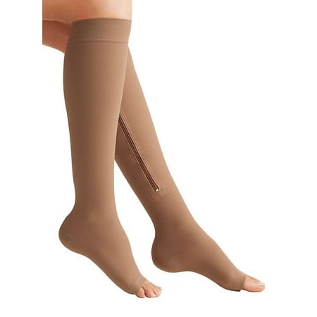 Zippered Compression Socks Medical Grade – Firm, Easy-On, (15-20 mmHg), Knee High, Open Toe, Best Stockings for Men and Women - Varicose Veins, Post Surgery, Edema, Improve Circulation (Medium, (Best Support Stockings Reviews)