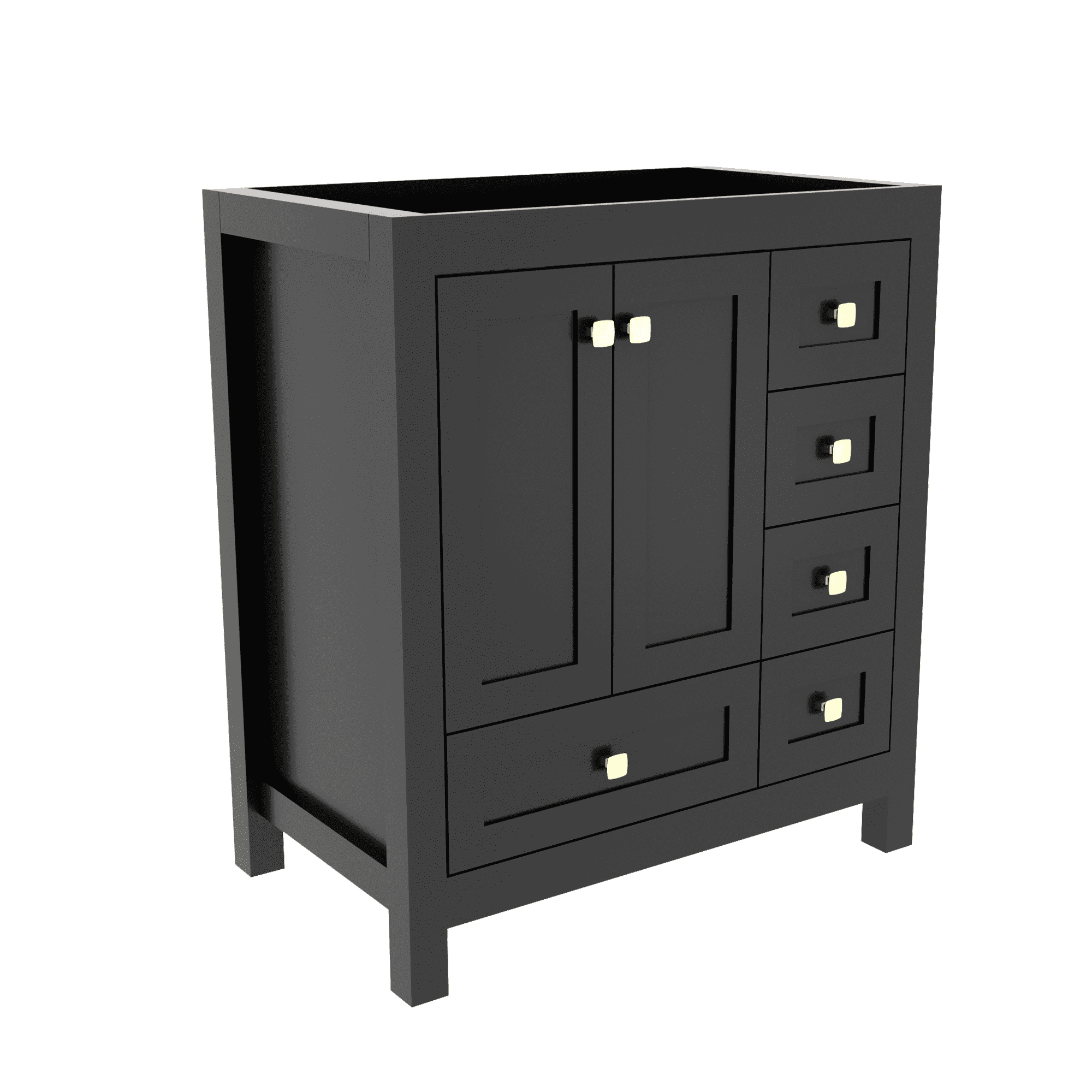 30 Inch Black Bathroom Vanity without Sink Top Base Only