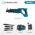 thumbnail image 3 of Sierra alternativa sin escobillas de 3000 W, sierra de mano, sierra de sable multifunción, para cortar tubos de madera y metal, con kit de 4 hojas para batería Makita, 3 of 5
