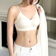 thumbnail image 7 of Womens Wire Free Bra, Full Coverage V Neck Medium Support Bra with Spaghetti Straps, Lounge Comfort Bra | VerBelle,Beige L, 7 of 7