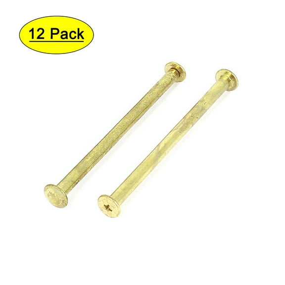 Uxcell 5x80mm Brass Plated Binding Chicago Screw Post for Leather Scrapbook (12-pack)