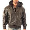 thumbnail image 4 of Reed Men's Detachable Hooded Faux Fur Leather Bomber Jacket With Baseball Style Collar (5X, Black), 4 of 5