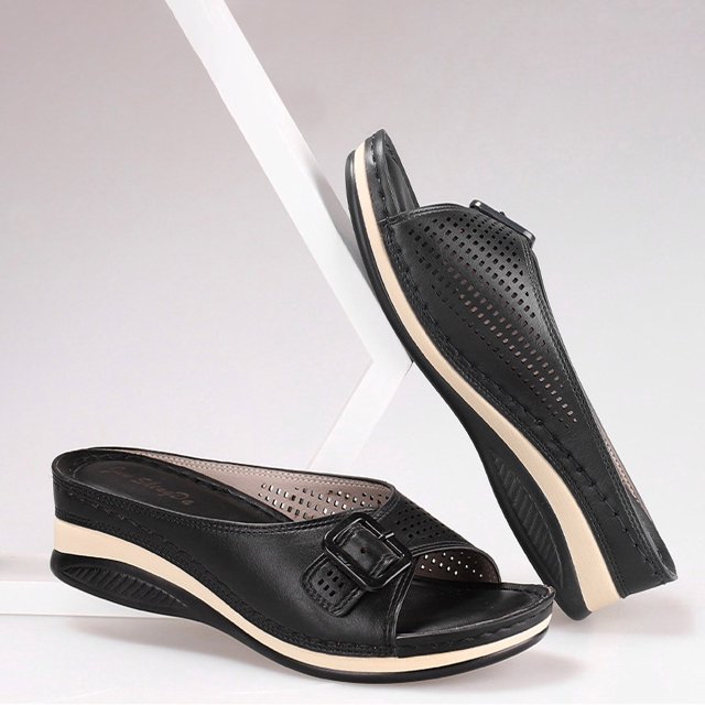 Sandalias y pantuflas de boca de pez de una palabra de verano Cuñas de suela gruesa Casual Wmkox8yii hj789