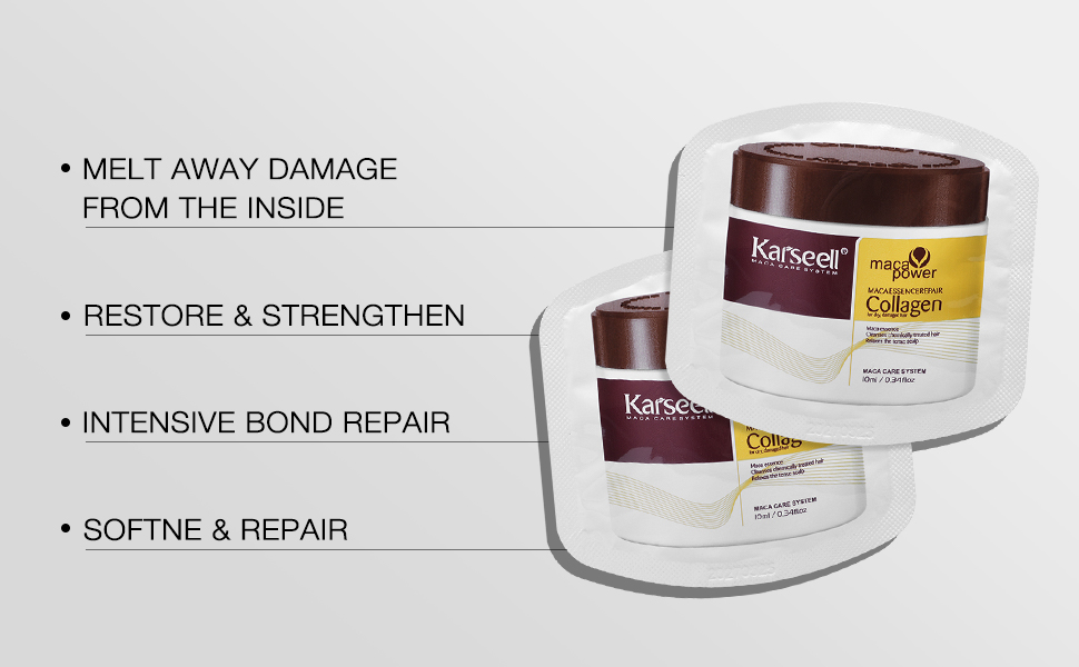 Karseell Collagen Hair Treatment Deep Repair Conditioning Argan Oil Collagen Hair Mask Essence for Dry Damaged Hair All Hair Types 10ml/ 0.34oz24 packs