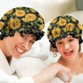 thumbnail image 6 of Shower Caps,Black Green Stem Sunflower Pattern Waterproof Shower Cap for Women 4 Pieces,Double Reusable Hair Cover for Shower PEVA Elastic Stretch Hem, 6 of 7