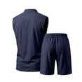 thumbnail image 5 of BVOFAR Mens 2 Piece Outfits Summer Casual Short Sets Comfy Lace Up Hippie Tank Tops and Drawstring Shorts Renaissance Medieval Tunic Beach Vacation 2 Piece Sets Navy M, 5 of 9