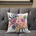 thumbnail image 5 of Amrita Sen Friendship Bouquet Throw Pillow with Removable Cover in White Green Peach Indigo 20x20, 5 of 5