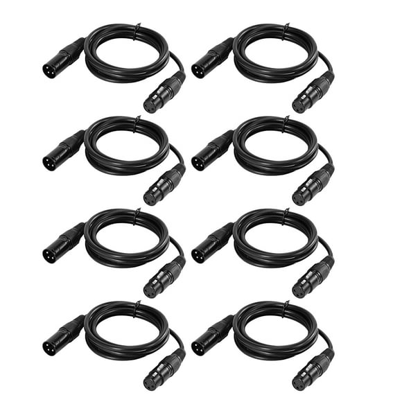 1M/3.3ft XLR Cable DMX Stage Light Cable 3-Pin XLR Male to Female Plug Black PVC