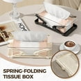 thumbnail image 3 of Tissue Box with Spring, 2025 New Clear Tissue Box Cover Holder with Automatic Telescopic Spring, Rectangle Napkin Dispenser Organizer for Bathroom, Kitchen and Office Desk (White), 3 of 7