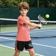 thumbnail image 4 of Spazoro Boys 2 Piece Athletic Outfit Sets, Quick-Dry Breathable Summer Short Sleeve Sports T-Shirt and Shorts Set for Kids Orange Size 1-2, 4 of 7