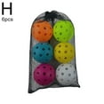 thumbnail image 1 of Juego de 6 bolas de Pickleball de plástico, 74 mm, 40 agujeros, 26 g, bolsa de malla negra, 1 of 7
