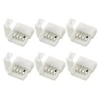 KALLORY 10Pcs Led Light Connector For 5050 Rgb Strip Lights Square White Plastic