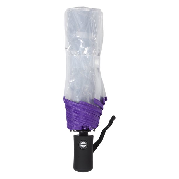 Paraguas de viaje transparente: resistente al viento, automático, plegable, compacto, transparente, para mujeres, hombres, días lluviosos, bodas, exteriores, morado.
