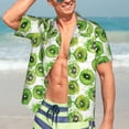 thumbnail image 5 of Lsque Green Kiwi pattern Hawaiian Shirt for Men, Unisex Summer Beach Casual Short Sleeve Button Down Shirts-Small, 5 of 9