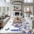 thumbnail image 3 of Purple Floral Area Rugs 8'x10', Washable Small Throw Rugs for Living Room Patio, Spring Lavender Daisy Butterflies Botanical Indoor Outdoor Rug Non-Slip Low Pile Carpet Runner Reversible Floor Mats, 3 of 8