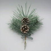 Holiday Time Pine Needles / Pinecone With Bow Clip