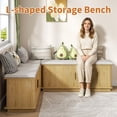 thumbnail image 3 of Gineuiia L-Shape Storage Bench with Cushion Backless Corner Dining Bench with Storage Kitchen Breakfast Nook Bench Storage Bench for Entryway Wood, 3 of 8