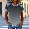 thumbnail image 2 of Sexlip Womens Short Sleeve Ombre Crew Neck T Shirt Gradient Design Breathable Fabric Relaxed Silhouette for Beach Days Black XXXL, 2 of 5