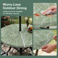 thumbnail image 5 of Round Outdoor Tablecloth with Umbrella Hole and Zipper, Sage Green Botanical Tablecloth with Elastic Waterproof, Vintage Floral Plants Branch Patio Table Covers for 55" - 60" Picnic Pool Tables, 5 of 9