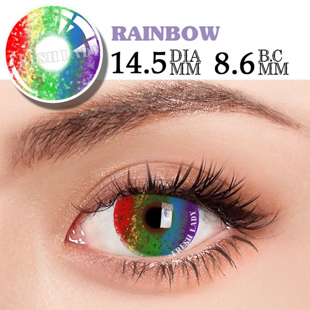 UYAAI-lentes de contacto de Color arcoíris para Halloween, lentes de Color rosa para ojos, 1 par, 14,5mm