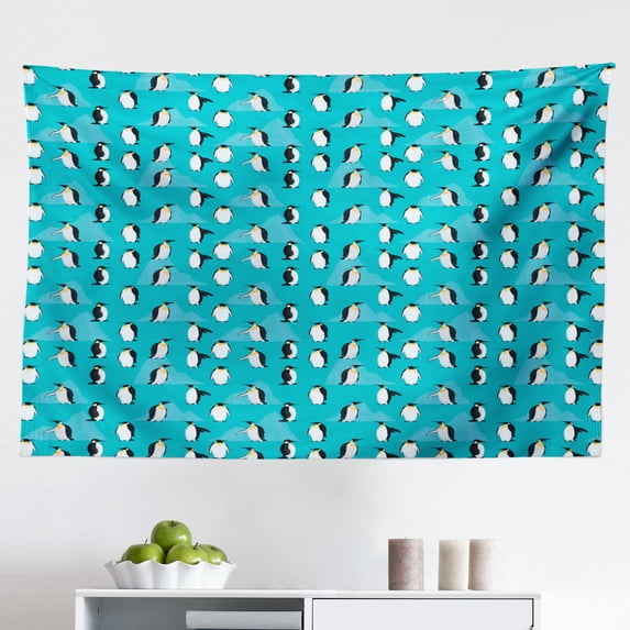 Half Moon Tapestry, Repeating Mystical Sky Elements Sun and Stars Illustration, Fabric Wall Hanging Decor for Bedroom Living Room Dorm, 2 Sizes, Violet Blue Ceil Blue, by Ambesonne