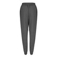 thumbnail image 3 of Sngxgn Woman Pants Women Casual Pants Solid Drawstring Elastic Waist Long Straight Pants(Dark Gray,L), 3 of 7