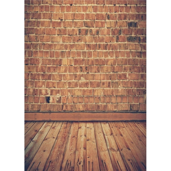 Wooden Floor Photography Background Retro Brick Wall Photo Backdrops 5x7ft