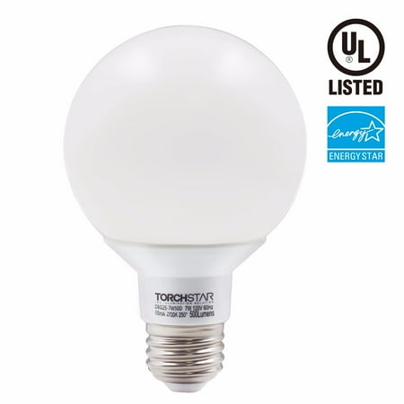 60w G25 Globe - TORCHSTAR 7W (60W Equiv.) Dimmable G25 LED Bulb, Globe Style LED Bulbs, 5000K Daylight