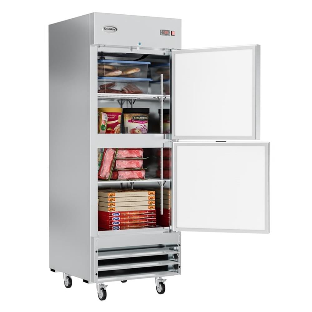Pemberly Row 29" Commercial Stainless Steel Half Door Reach-In Freezer in Silver
