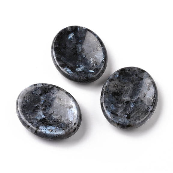 Oval Natural Labradorite Thumb Worry Stone for Anxiety Therapy 45.5x35.5x8.5mm