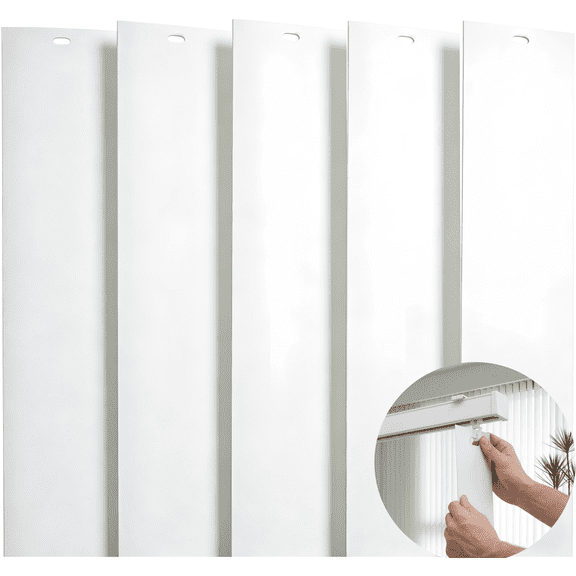 82.5" x 3.5"Vertical Blind Replacement Slats, (White 5 Pack)Heavy Duty PVC Smooth Curved for Sliding Glass Door Patio Door Window