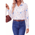 thumbnail image 4 of Fantaslook Womens Button Down Shirts Boho Floral Printed Long Sleeve Blouses Business Work Shirt Dressy Casual Loose Tops, 4 of 10
