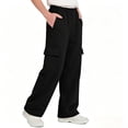 thumbnail image 4 of LIaqionyy Big Boys Cargo Sweatpants Wide Leg Baggy Pants Athletic Open Bottom Jogger Pant with Pockets, 4 of 7