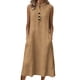 thumbnail image 3 of TaTaai Women's Loose Fit Slip Dress Solid Color Sleeveless V-Neck Linen Feel Button Front Casual Maxi Dress Summer Pocket Detail Gift, 3 of 7