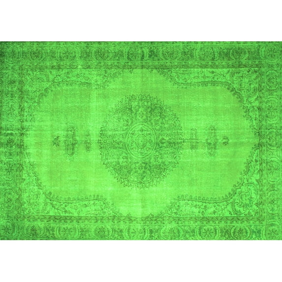 Ahgly Company Indoor Rectangle Abstract Green Contemporary Area Rugs, 5' x 8'