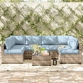 thumbnail image 3 of Pakunoda 14 Pieces Outdoor Replacement Cushions, 5” High-Density Foam Sectional Cushions Couch, 6 Seat Patio Conversation Sets for Rattan Wicker, Liner&Cover, Sky Blue, 3 of 7