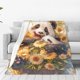 thumbnail image 1 of Balery Cute Panda Sunflower Manta de Felpa Suave y Acogedora – Cobija de Franela Aterciopelada para Cama, Lavable y Cálida para Sofá, Mascotas, Transpirable-40"x30", 1 of 7