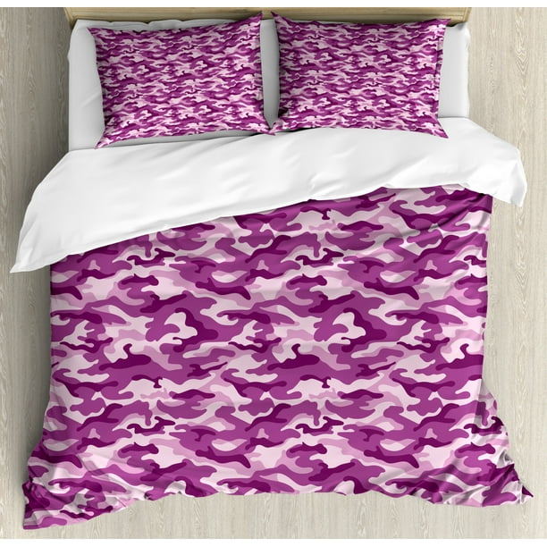 Fuchsia Duvet Cover Set Camouflage Pattern In Exotic Tones Tropical Safari Effect Artwork Decorative Bedding Set With Pillow Shams Baby Pink Fuchsia And Pink By Ambesonne Walmart Com Walmart Com