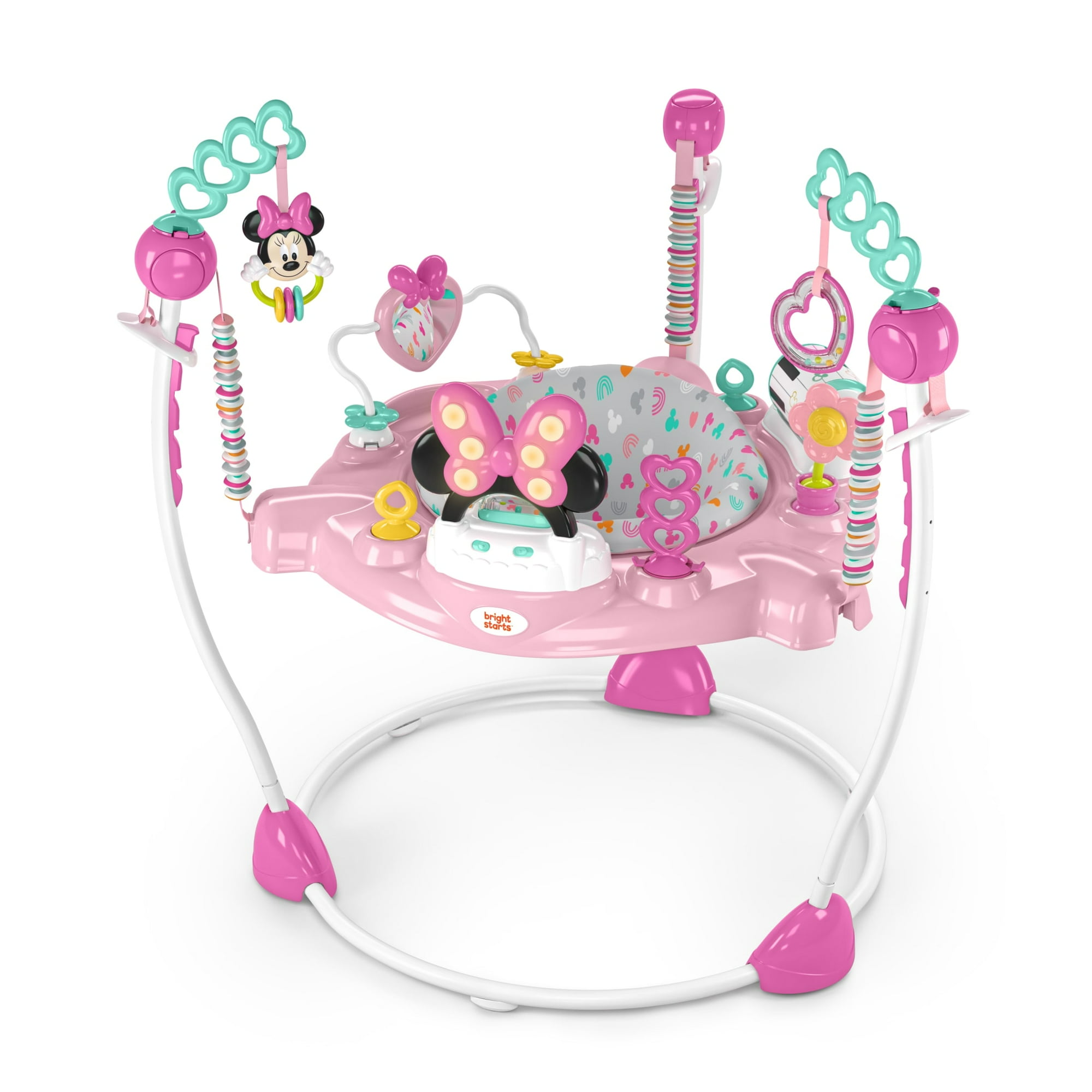 Bright Starts Disney Baby Minnie Mouse Forever Besties Infant Activity Center Jumper, Pink, Unisex, Infants Ages 6 Months to 1 Year